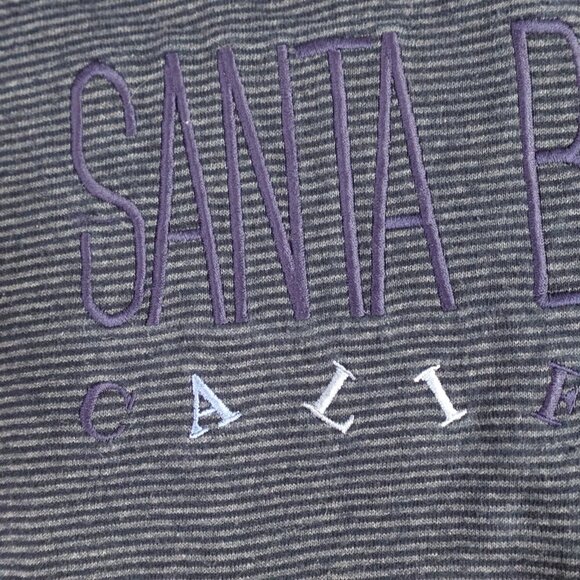 Vintage Santa Barbara California Shirt Medium Blue Striped  Embroidered - Picture 3 of 10